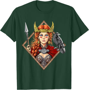 Freya Norse Mythology Goddess Viking Warrior Pagan T-Shirt - T-Shirt | Forest