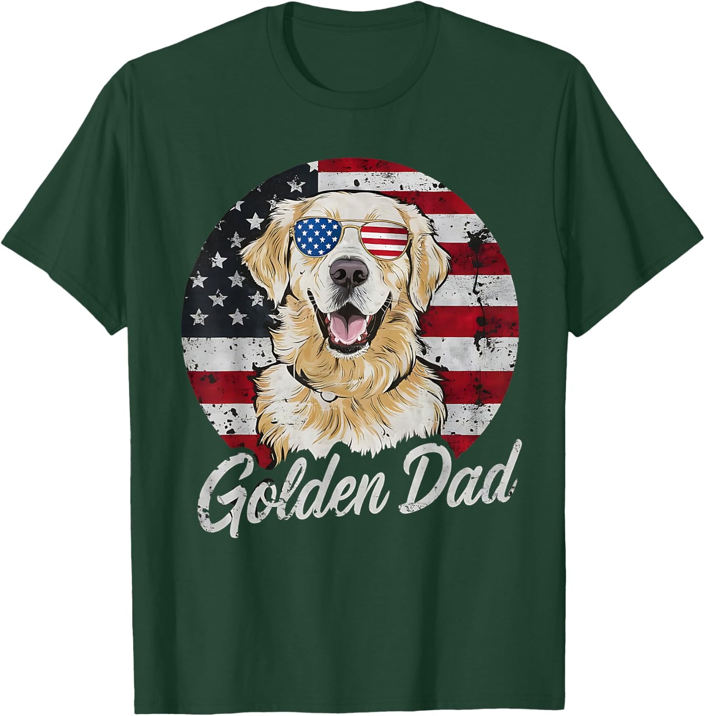 Golden Dad White English Cream Golden Retriever Dog Father T-Shirt - T-Shirt | Forest