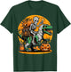 Skeleton Riding Mummy Dinosaur Pumpkin Spooky Trex Halloween T-Shirt - T-Shirt | Forest