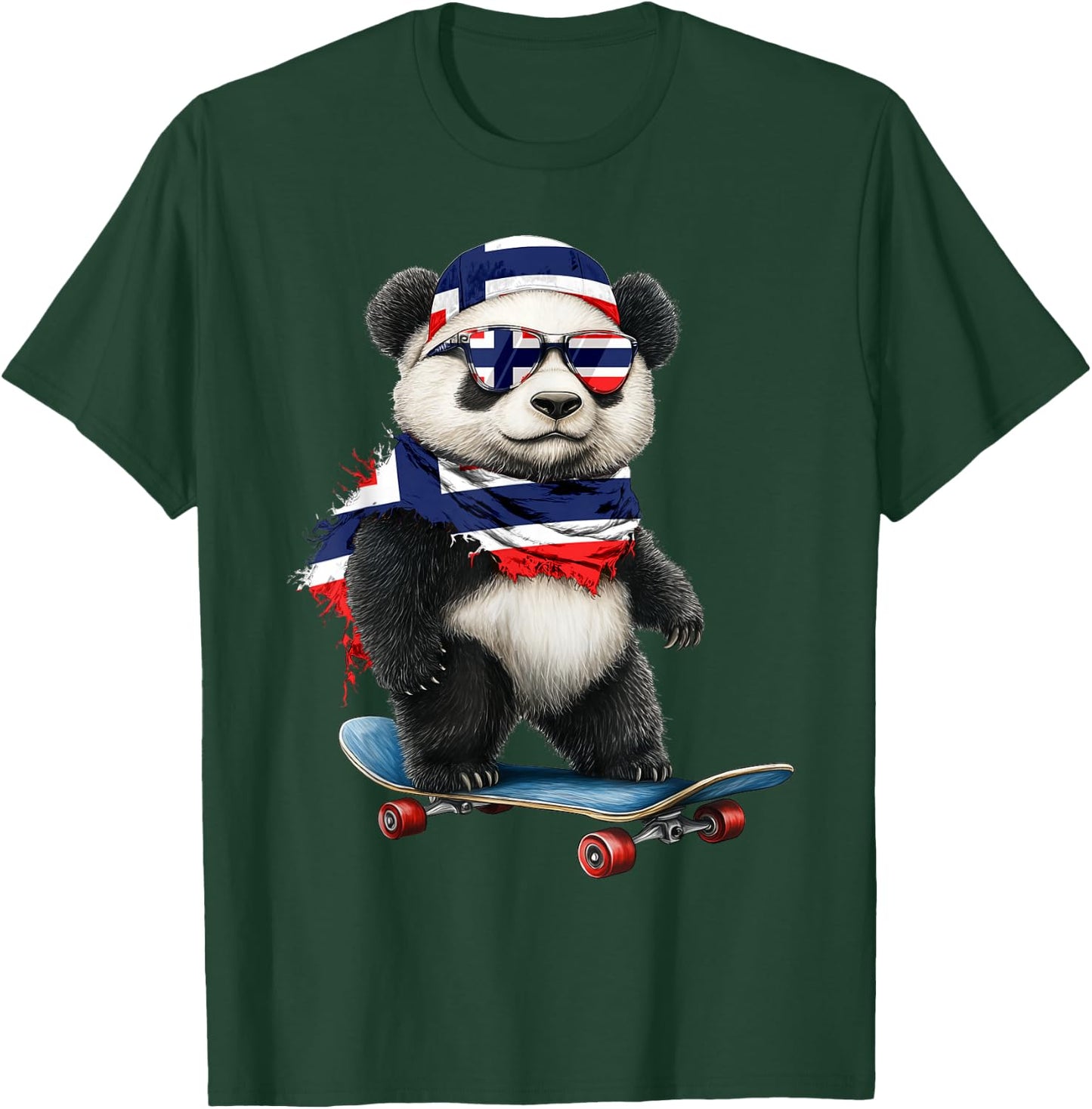 Norwegian Flag American US Flags Panda Heritage Nicaragua T-Shirt - T-Shirt | Forest