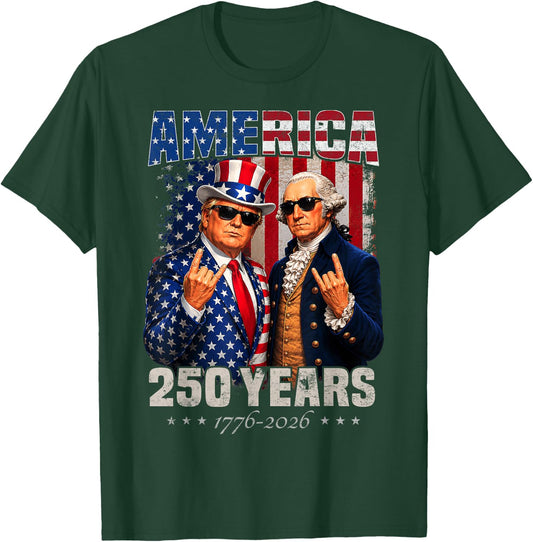 Vintage Trump Washington 250 Years America Anniversary 250th T-Shirt - T-Shirt | Forest