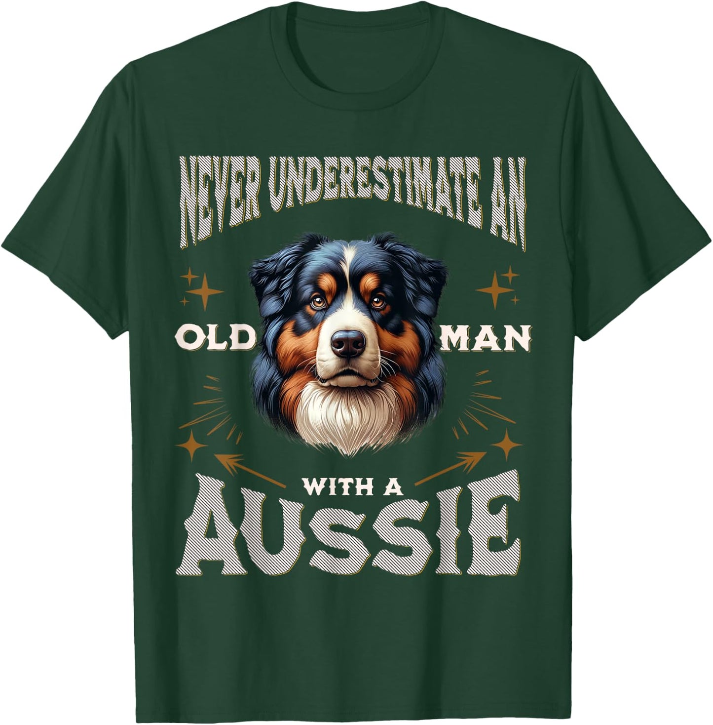 Funny Australian Shepherd Design Dad Grandpa Aussie T-Shirt - T-Shirt | Forest