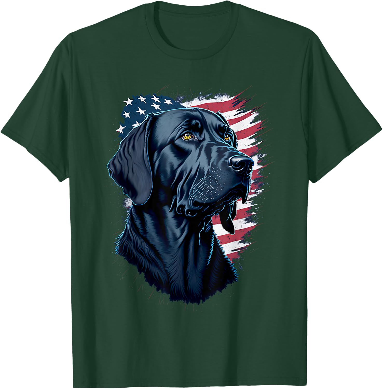 Black Labrador USA Flag Lab Dog Owner Hunter Women Men T-Shirt - T-Shirt | Forest
