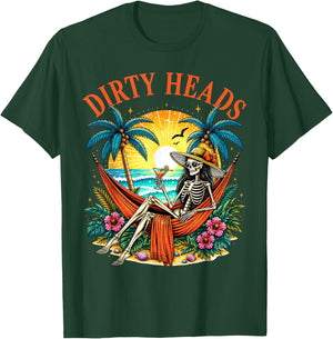 Dirty Heads Skeleton Women Beach Funny Summer Vacation T-Shirt - T-Shirt | Forest