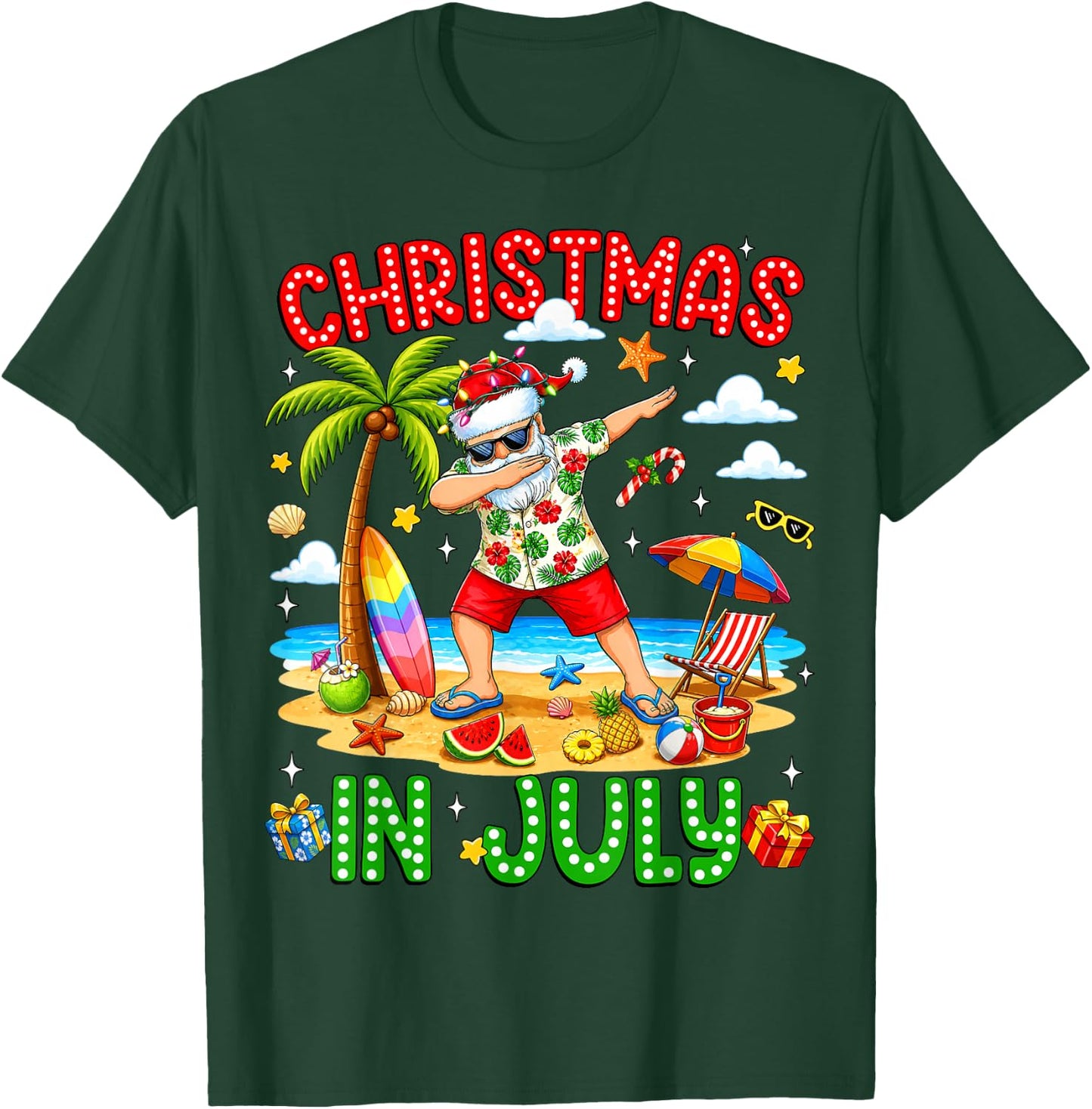 Christmas in July Dabbing Santa Hawaiian Xmas Summer Men Kid T-Shirt - T-Shirt | Forest