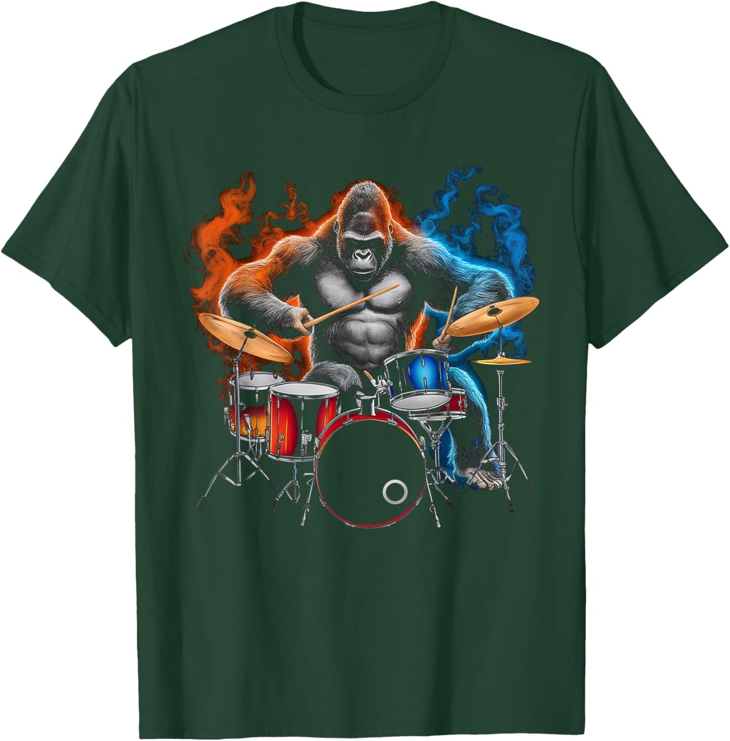 Gorilla Drumming Gorilla Playing Drums Drummer T-Shirt - T-Shirt | Forest