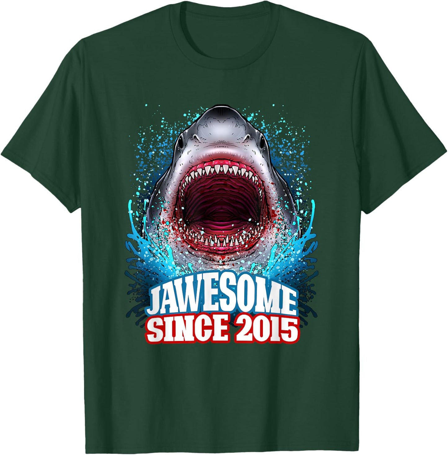 10th Birthday Jawesome Since 2015 Shark 10 Years Old T-Shirt - T-Shirt | Forest