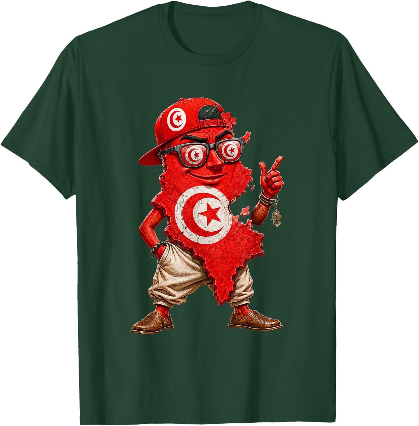 National Pride Tunisia Flag T-Shirt - T-Shirt | Forest