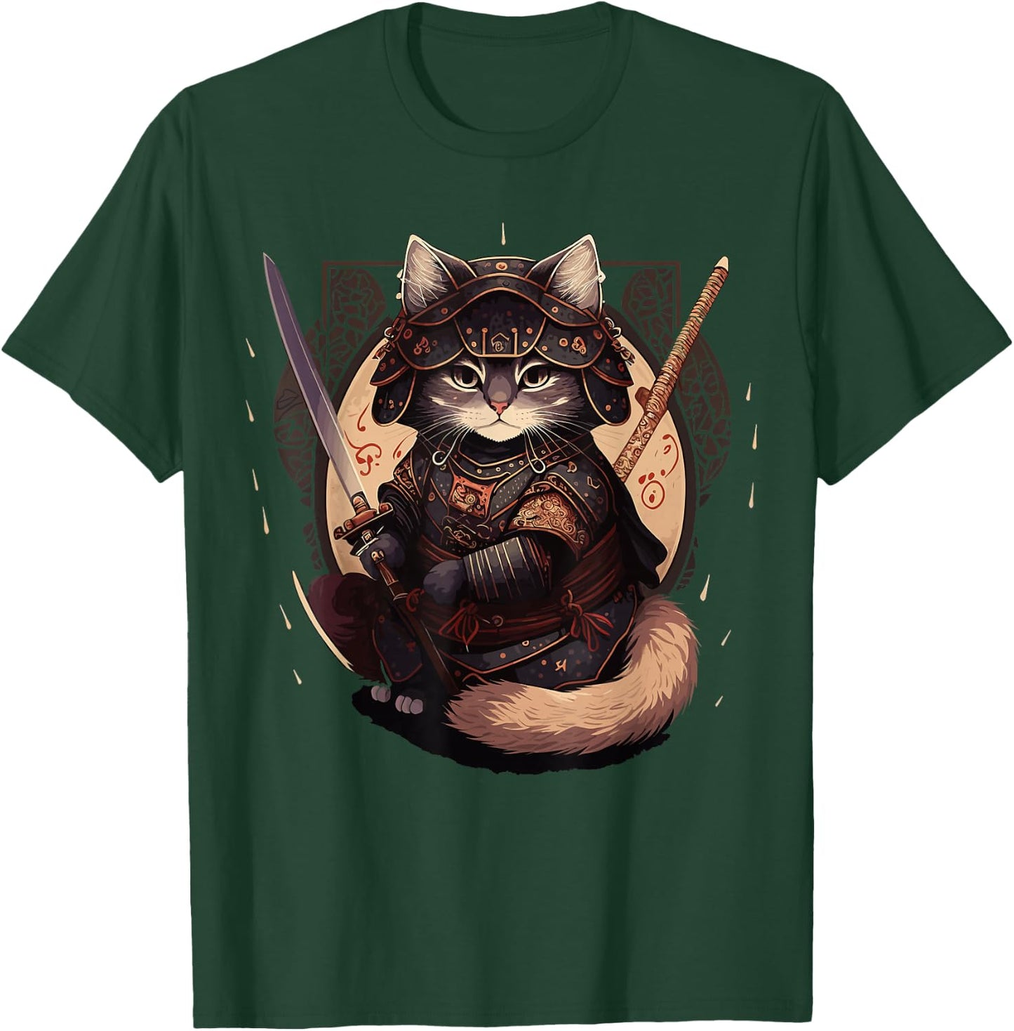 Samurai Cat Warrior Japanische Ninja Katze Kawaii T-Shirt - T-Shirt | Forest