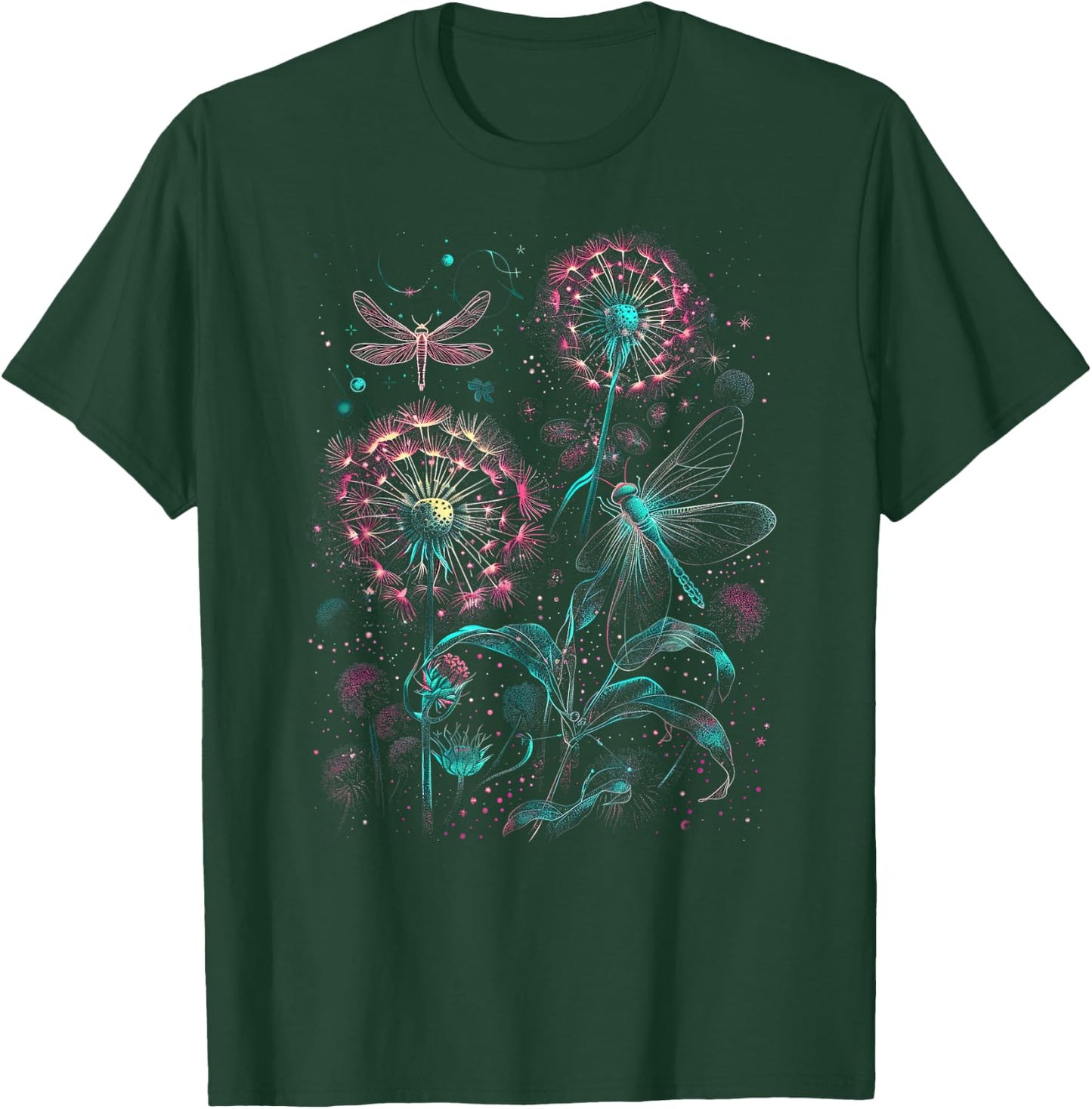 Dandelion Puff Ball with Dragonfly T-Shirt - T-Shirt | Forest
