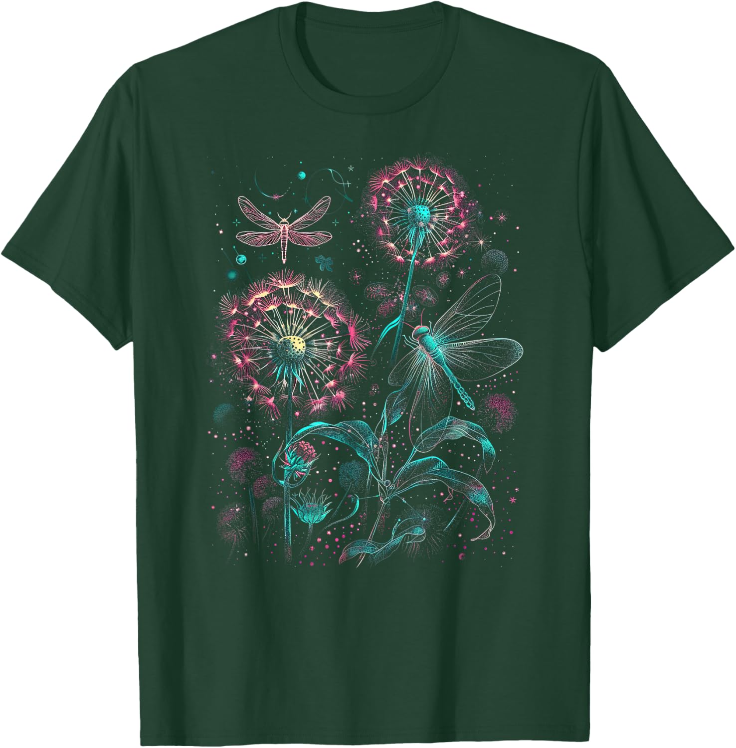 Dandelion Puff Ball with Dragonfly T-Shirt - T-Shirt | Forest