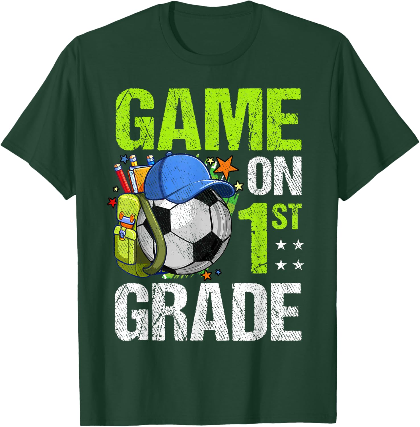 Game On 1st Grade Soccer Back To School Boy Girl Kids Gift T-Shirt - T-Shirt | Forest