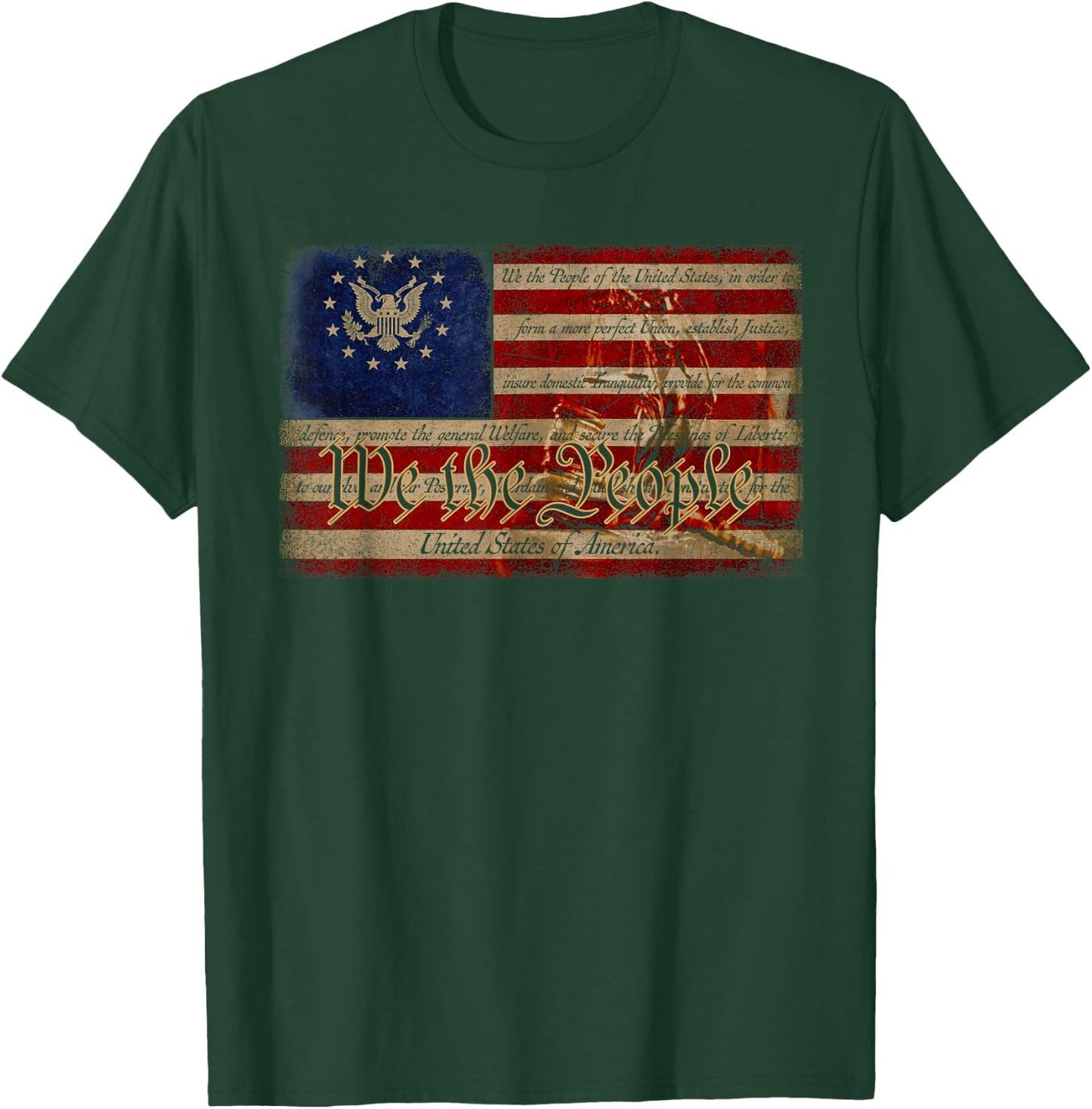We The People Patriotic Vintage Typography 4th of July T-Shirt - T-Shirt | Forest