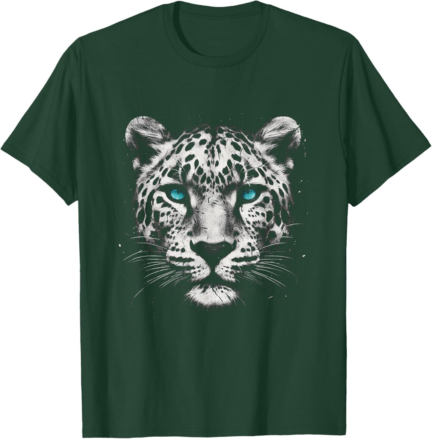 Leopard Cheetah Jaguar Face With Nordic Blue Eyes T-Shirt - T-Shirt | Forest