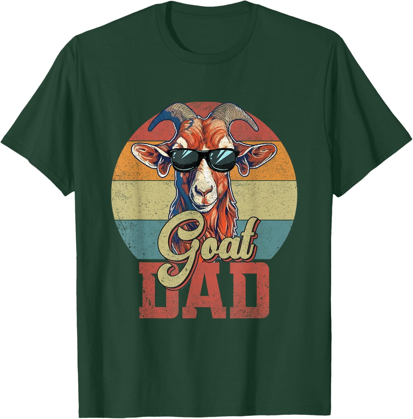 Vintage Retro Goat Dad Best Goat Daddy Funny Fathers Day T-Shirt - T-Shirt | Forest