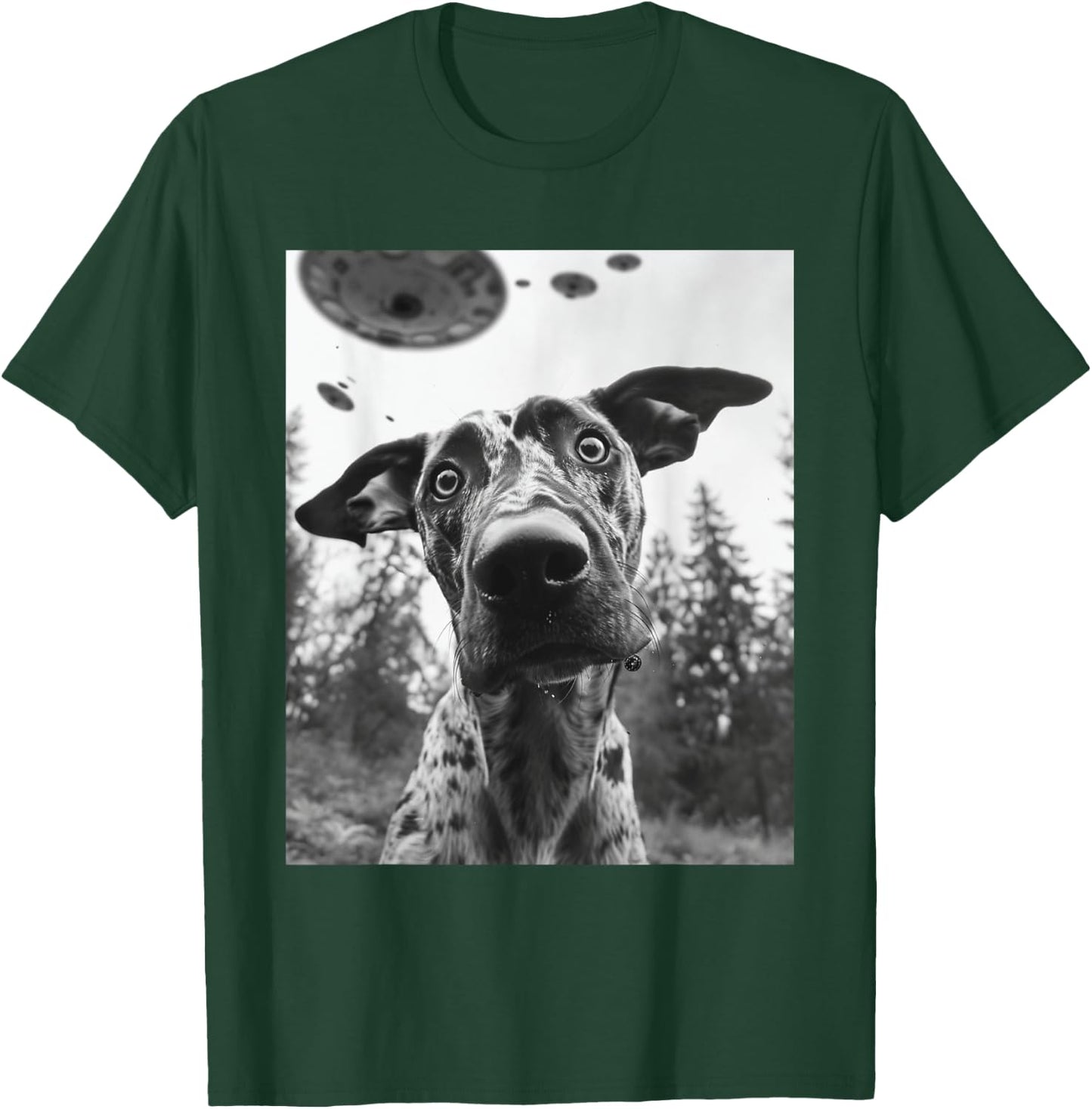 Dog Mom Dad - Funny Alien Selfie Catahoula Leopard UFO T-Shirt - T-Shirt | Forest