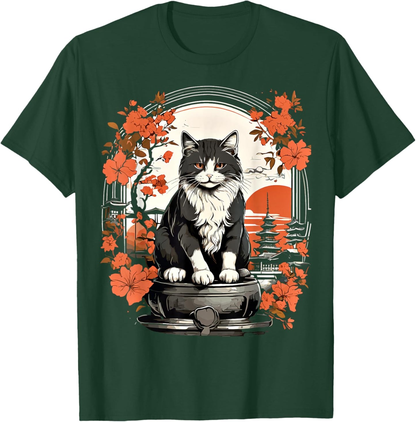 Japanische Katze, ästhetisch, Herren, Damen, Kinder, japanischer Stil T-Shirt - T-Shirt | Forest
