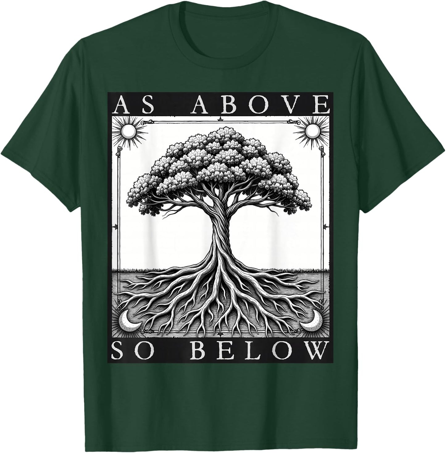 Wie oben, so unten, Baum des Lebens, Sonne, Mond, mystisches Gothic-Tarot T-Shirt - T-Shirt | Forest