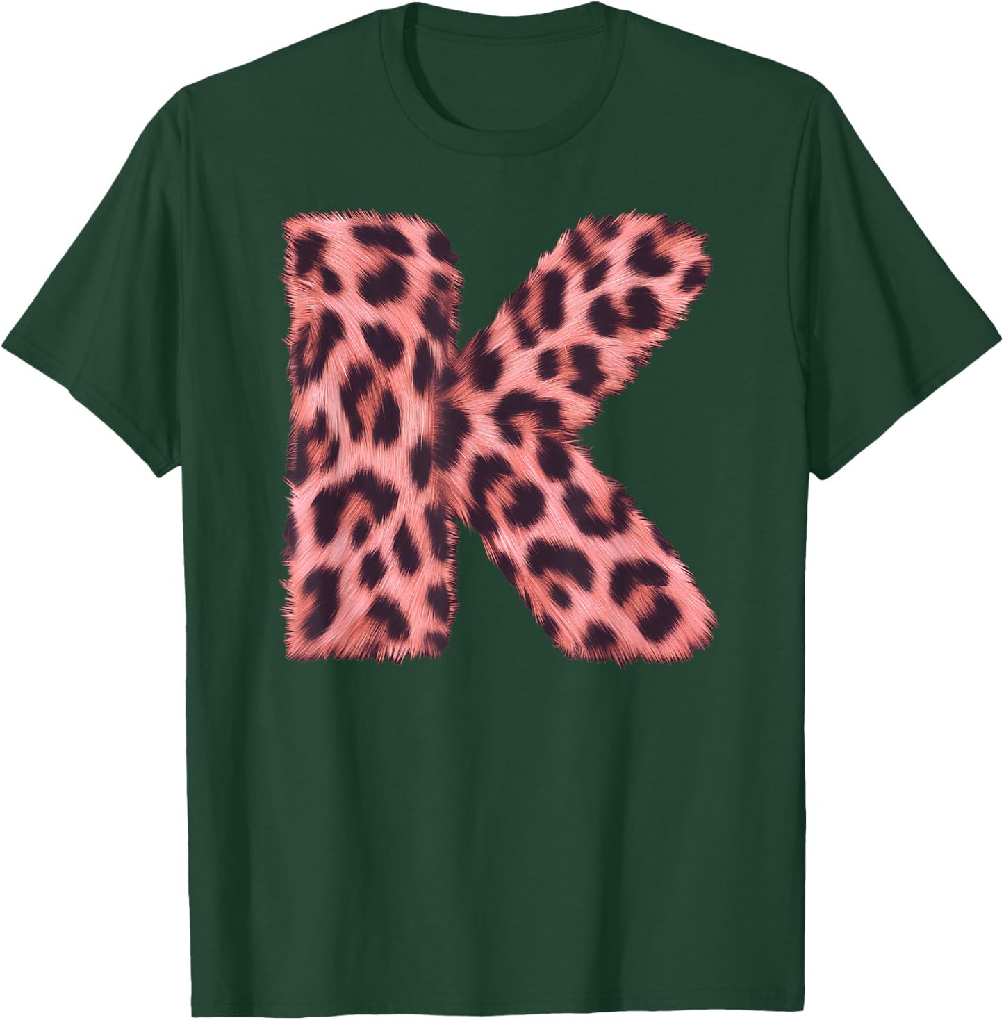 Letter K Cheetah Leopard Print Pink Initial Zebra Matching T-Shirt - T-Shirt | Forest