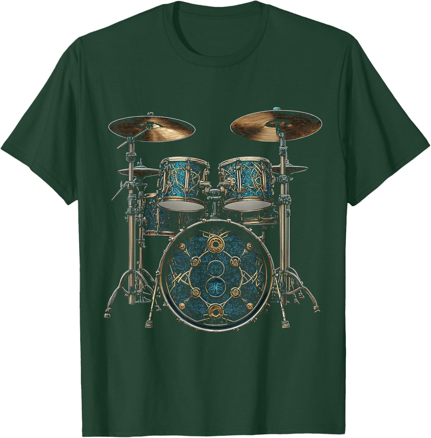Drumset Music Instrument Motif Artwork Drumset T-Shirt - T-Shirt | Forest