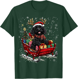 Santa Goldendoodle reindeer Light Christmas T-Shirt - T-Shirt | Forest