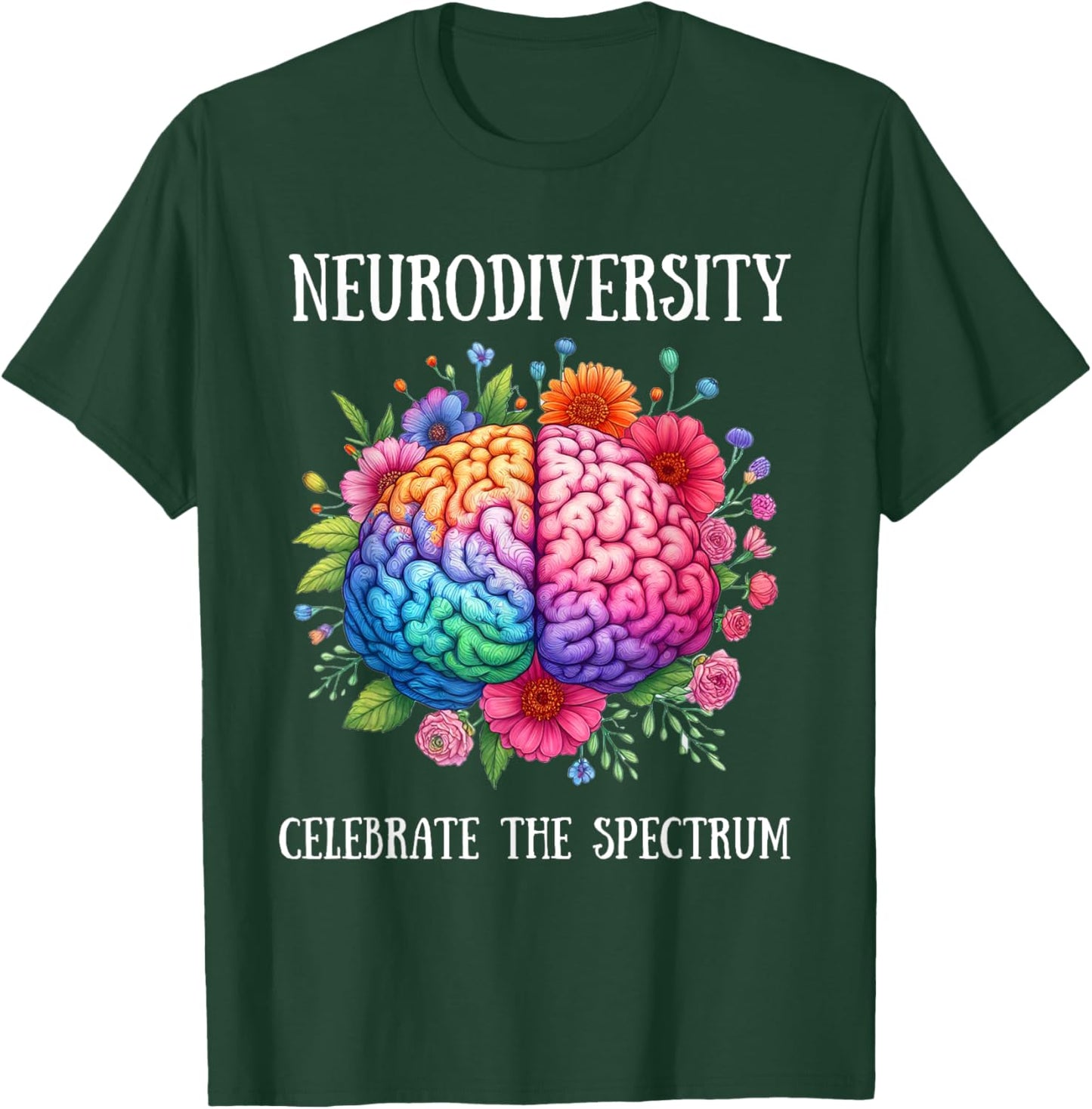 Neurodiversity Brain ADHD Awareness ASD Autism T-Shirt - T-Shirt | Forest