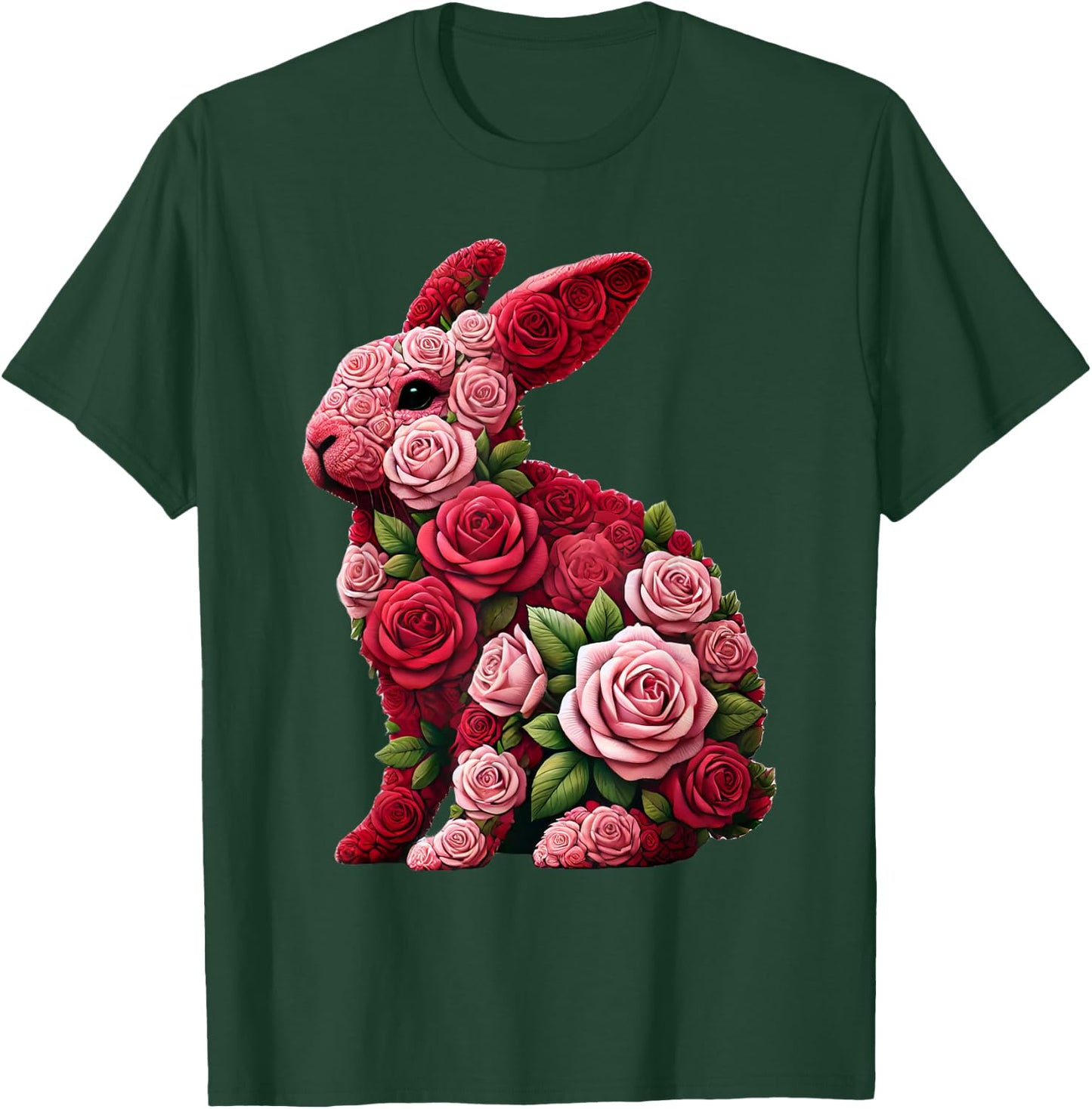 Rose Rabbit Bunny Flower Gardening Floral T-Shirt - T-Shirt | Forest