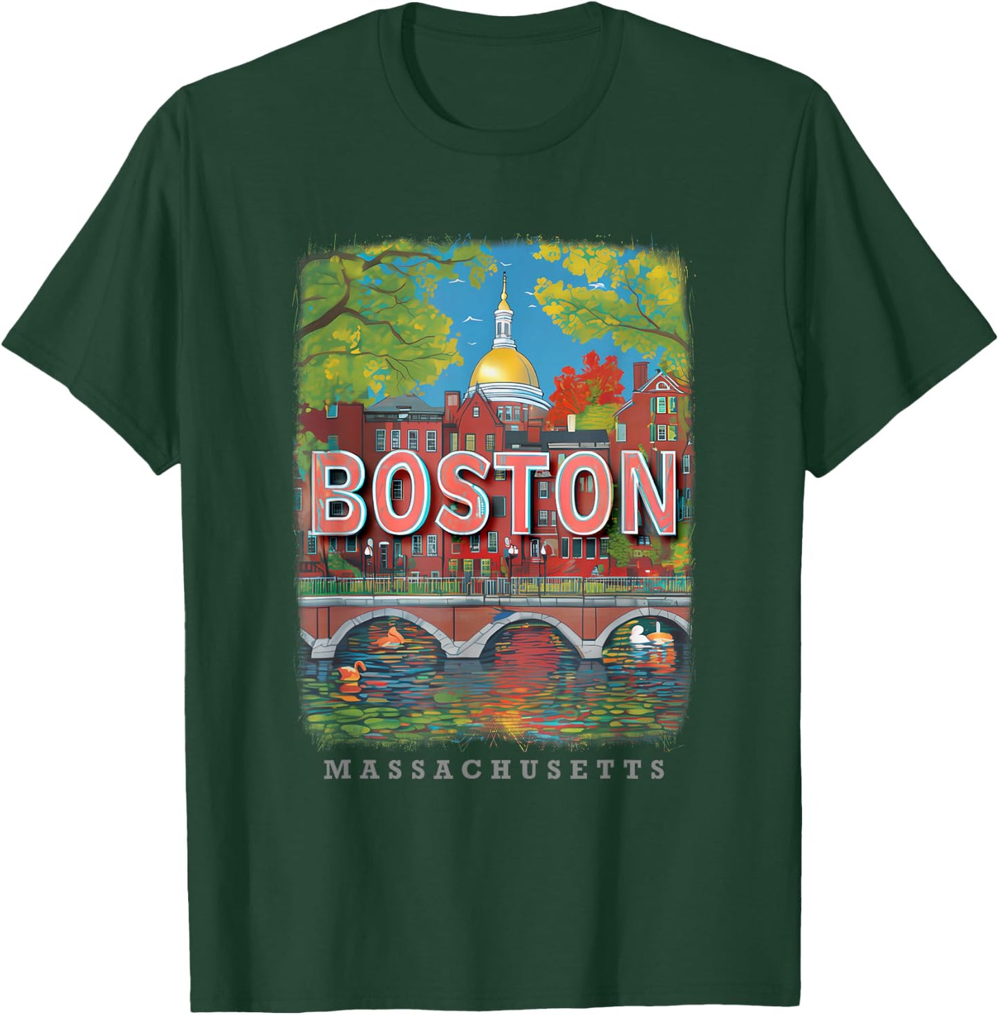 Boston Massachusetts MA Historic Beacon SD984 T-Shirt - T-Shirt | Forest