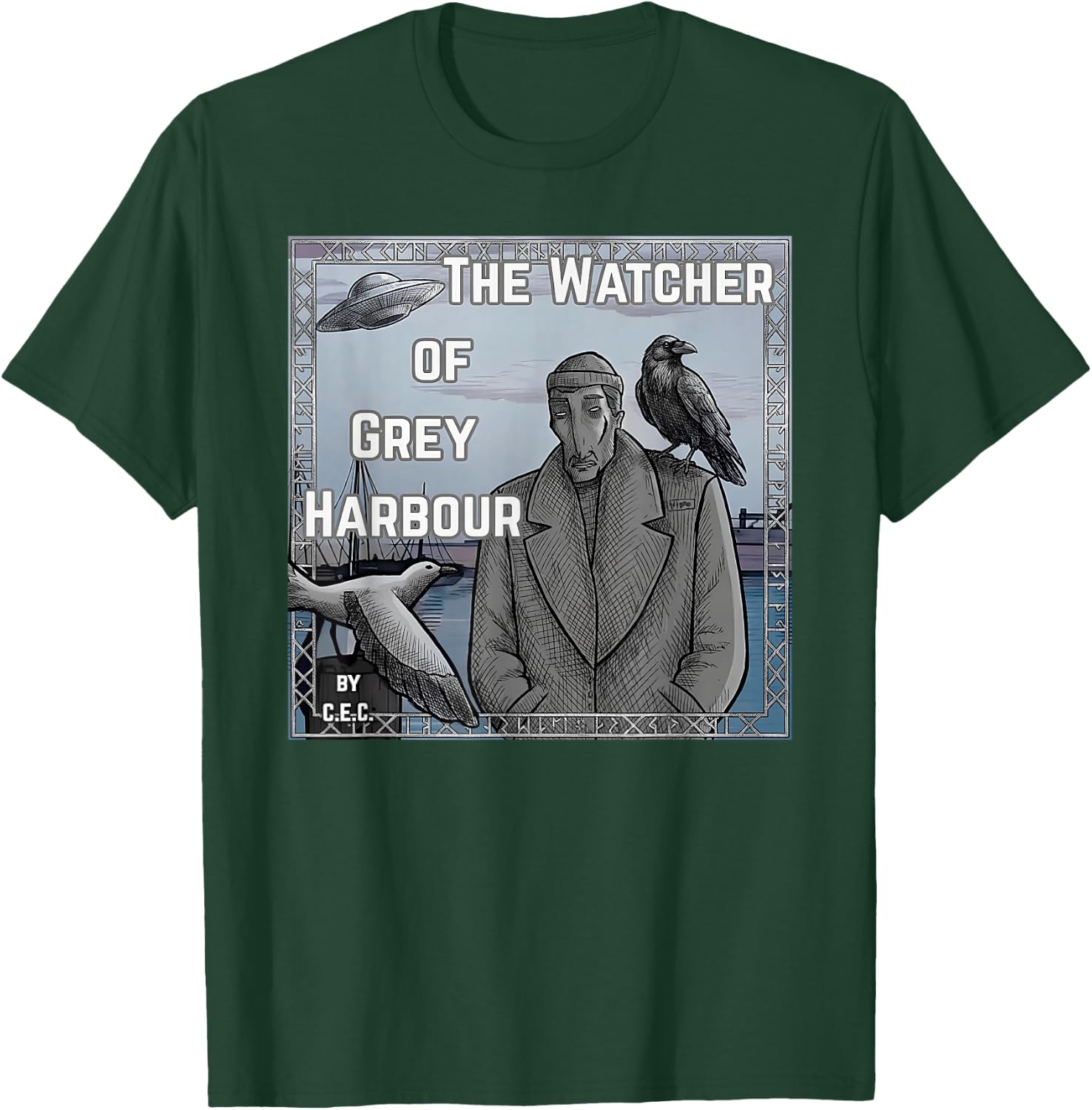 The Watcher of Grey Harbour by Artist CEC T-Shirt - T-Shirt | Forest