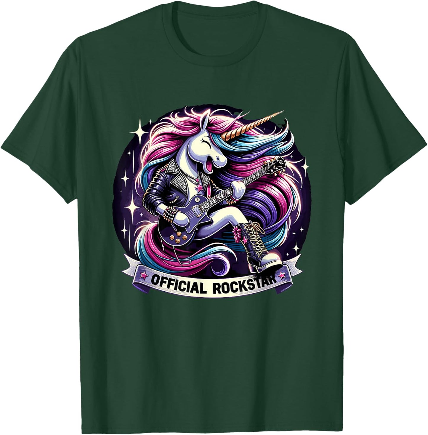 Funny Unicorn E-Guitar Rockstar Band official rockstar T-Shirt - T-Shirt | Forest