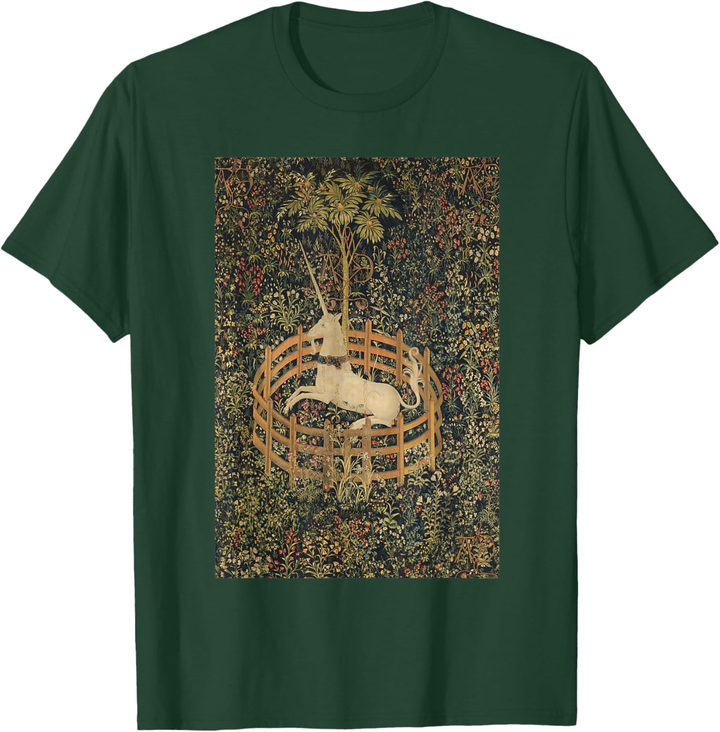 Unicorn The Unicorn in Captivity Middle Ages Fine Art T-Shirt - T-Shirt | Forest