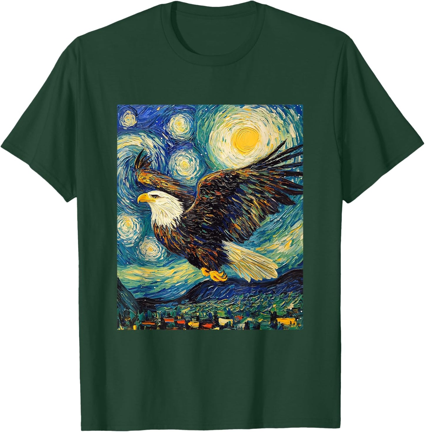 Bald Eagle Bird - Van Gogh Style - Starry Night T-Shirt - T-Shirt | Forest