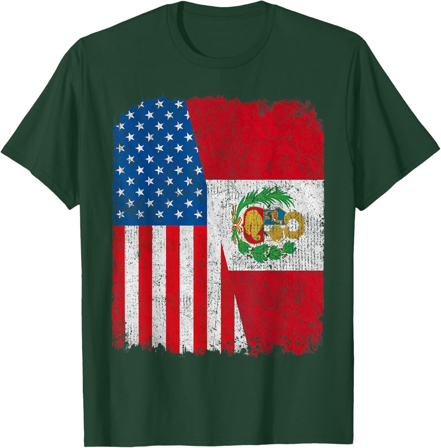 Peruvian American Flag Half USA Peru Root Proud T-Shirt - T-Shirt | Forest