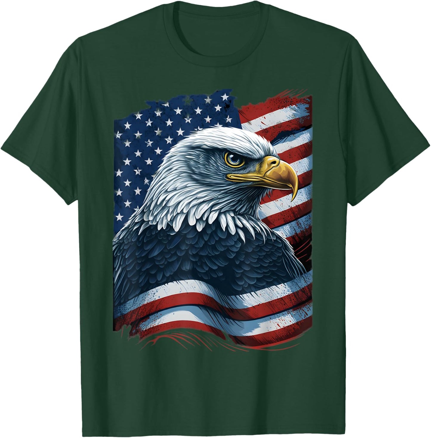 Bald Eagle Proud Patriotic American US Flag 4th Of July T-Shirt - T-Shirt | Forest