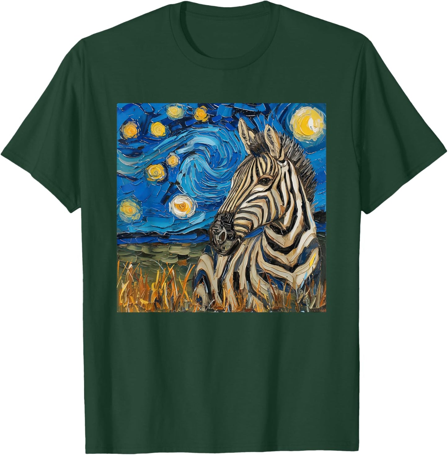 Zebra Van Gogh Style Starry Night T-Shirt - T-Shirt | Forest
