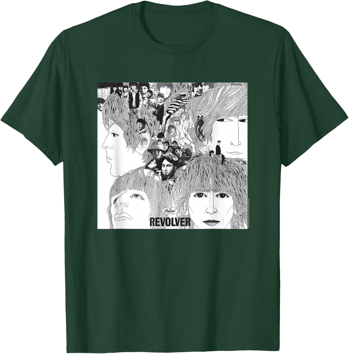 The Beatles - Revolver Albumcover Schwarz Erwachsene Small Retro Halbarm Crew-Ausschnitt Klassisch Musik Beatles Fans, Musikliebhaber, Alle Altersgruppen T-Shirt - T-Shirt | Forest