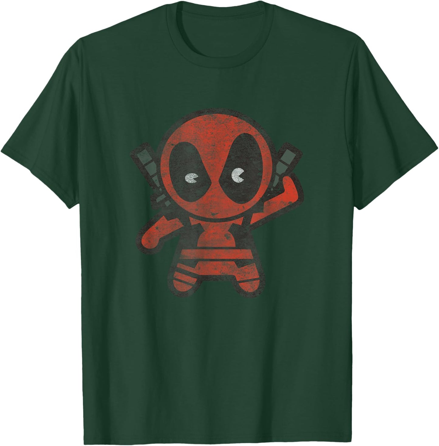 Marvel Kawaii Chibi Deadpool Sassy Portrait Distressed V2 T-Shirt - T-Shirt | Forest