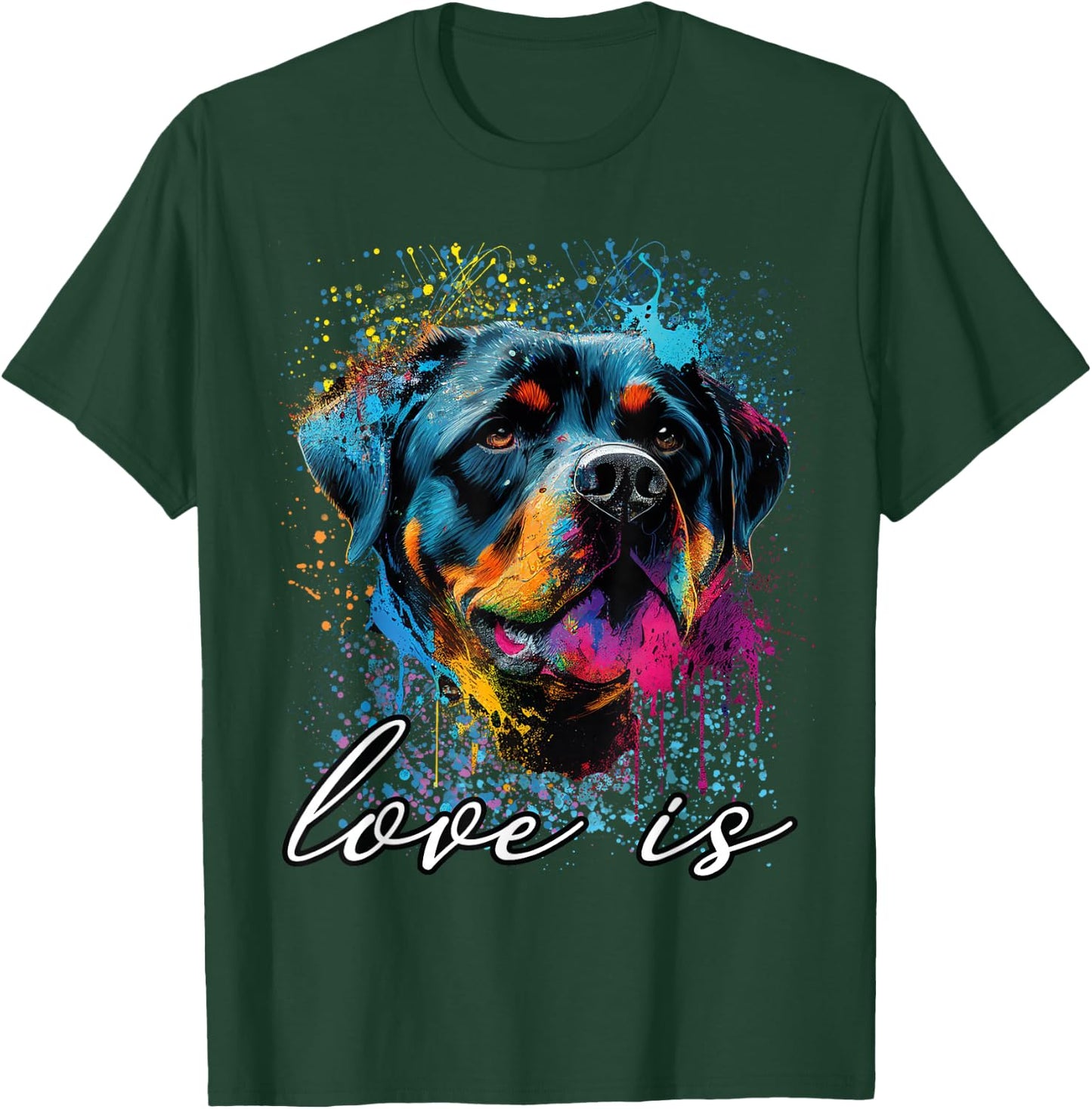 Colorful Splash Art Liebe ist mein Rottweiler Rottie Mama T-Shirt - T-Shirt | Forest