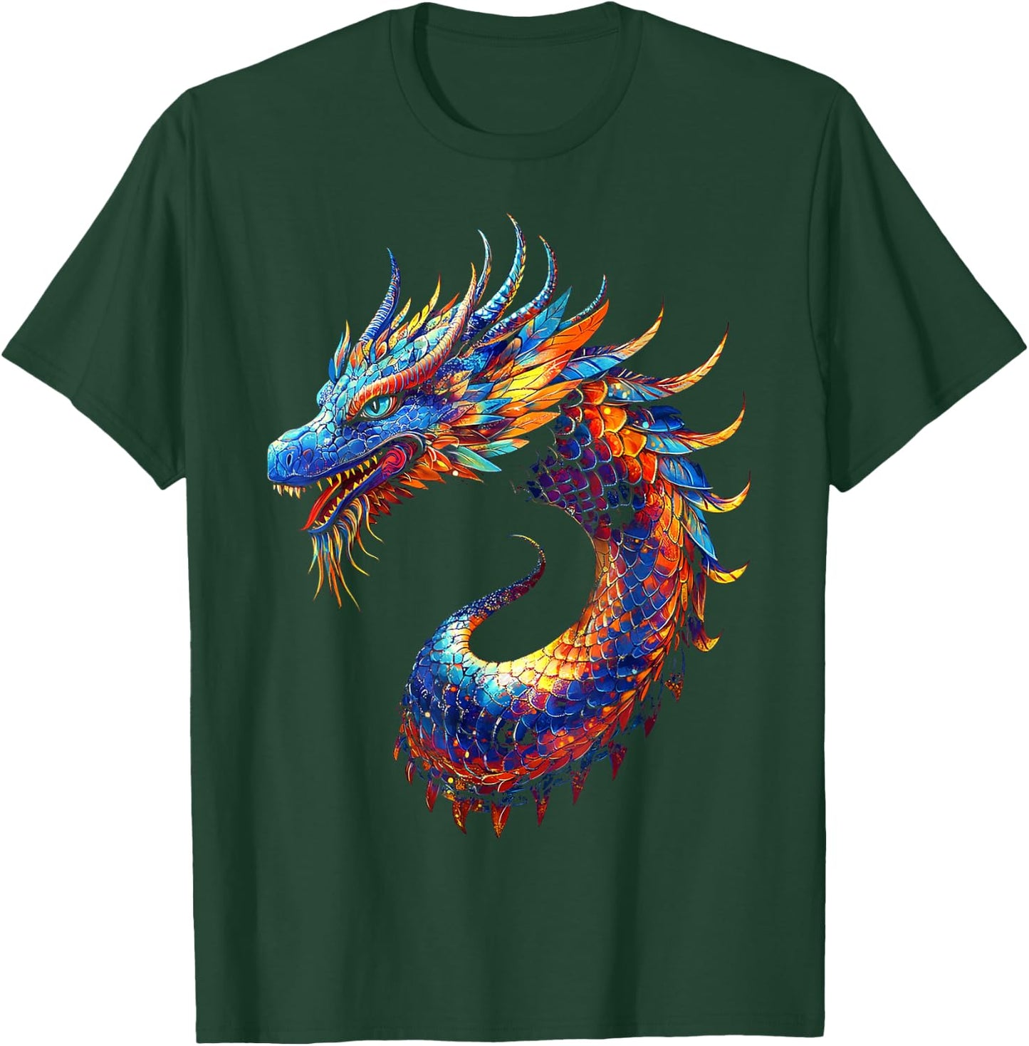 Naga Dragon Graphic Mythical Illustration Naga Dragon T-Shirt - T-Shirt | Forest