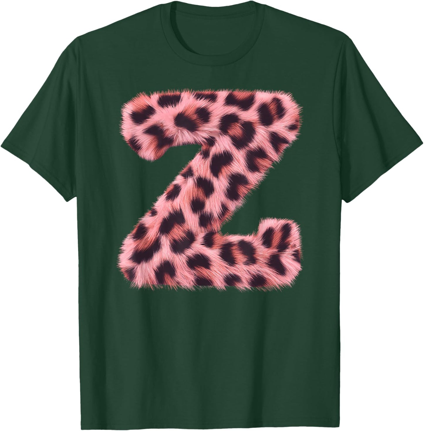 Letter Z Cheetah Leopard Print Pink Initial Zebra Matching T-Shirt - T-Shirt | Forest