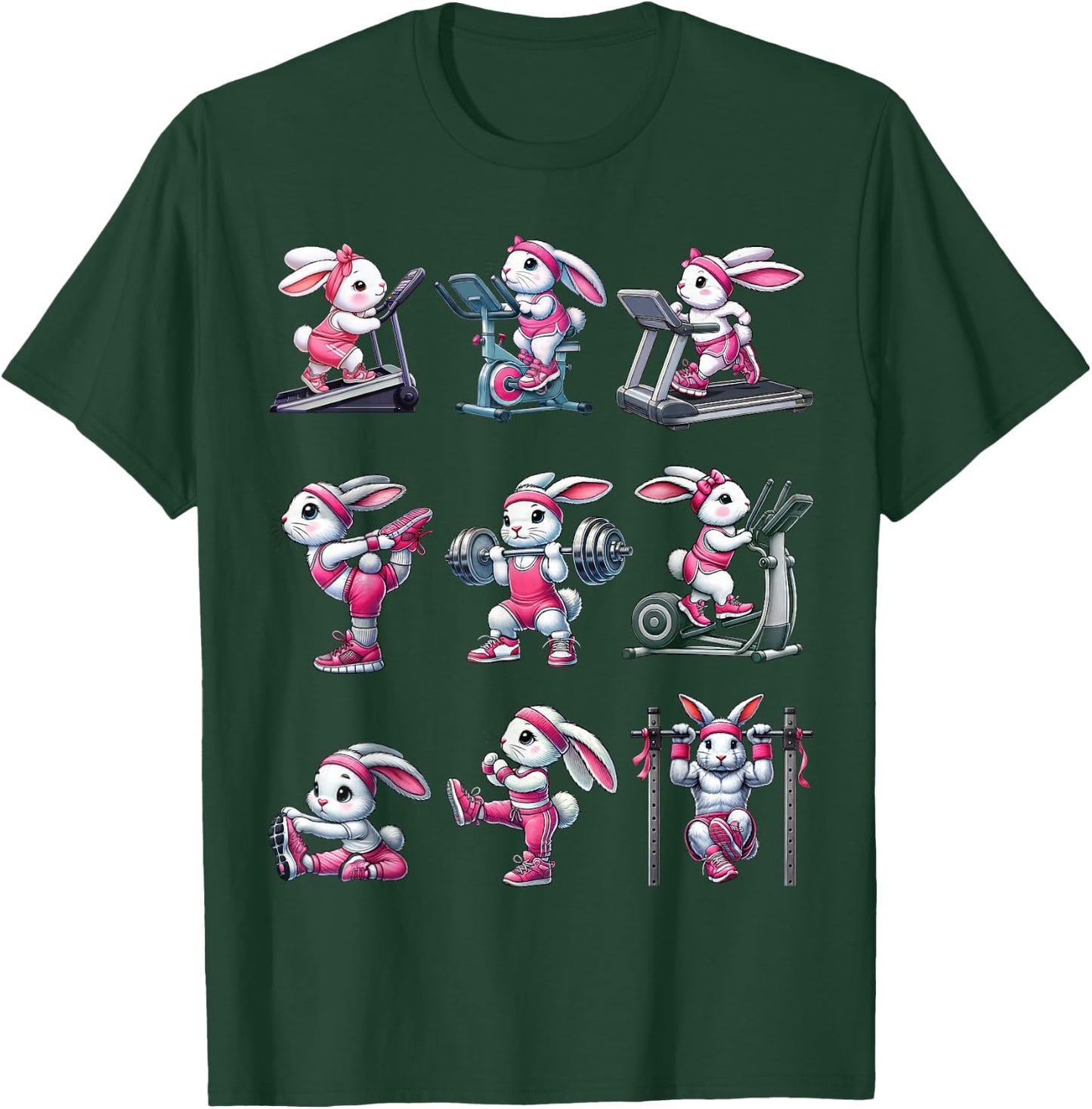 Easter Bunny Fitness Collection Gym Workout Weightlifting T-Shirt - T-Shirt | Forest