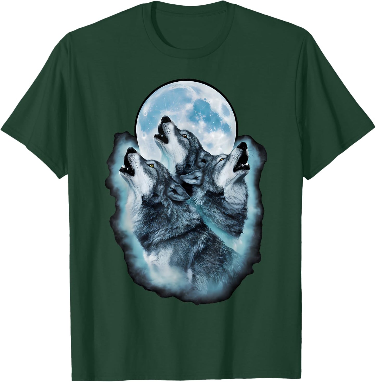 Wolf Wild Animals Full Moon Three Howling Wolves , Black, S T-Shirt - T-Shirt | Forest
