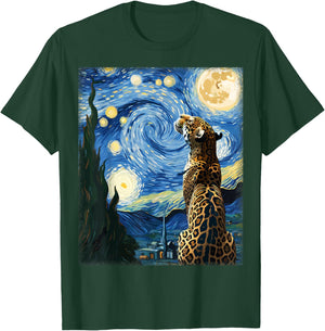 Artistic Jungle Animal Van Gogh Style Starry Night Jaguar T-Shirt - T-Shirt | Forest