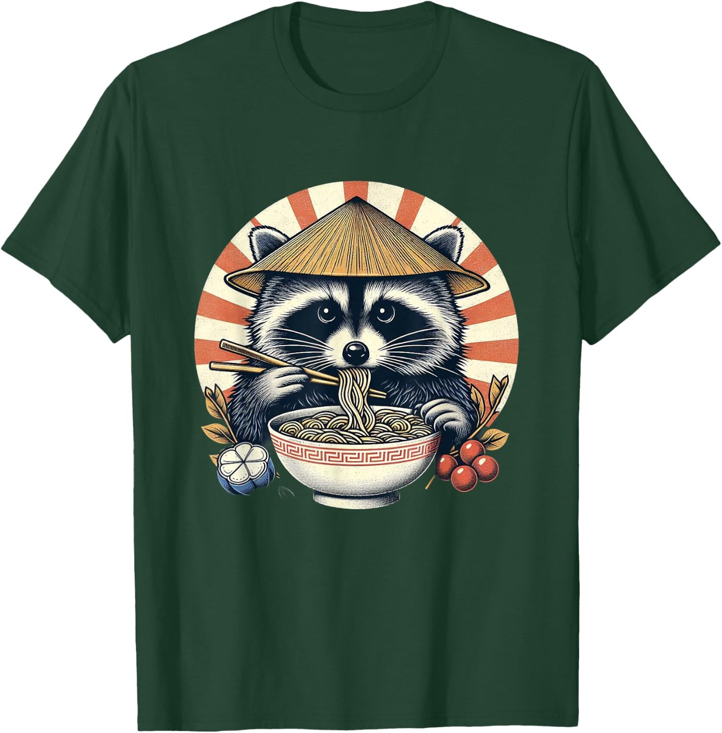 Raccoon Ramen Kawaii Neko Japanese Noodles Aesthetic , black T-Shirt - T-Shirt | Forest