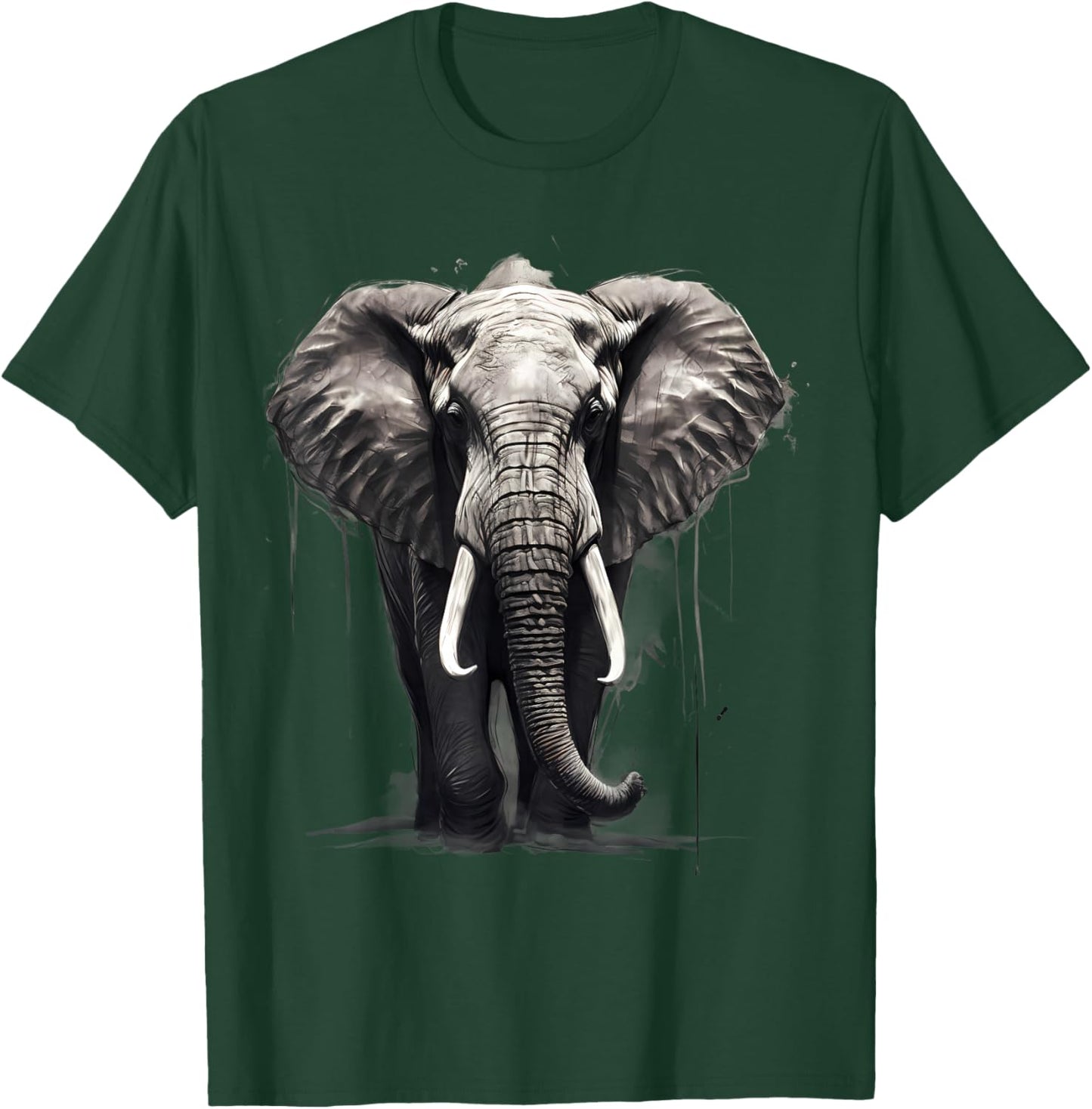 Elephant Safari Animal Print Motif Drawing Artwork Wildlife T-Shirt - T-Shirt | Forest