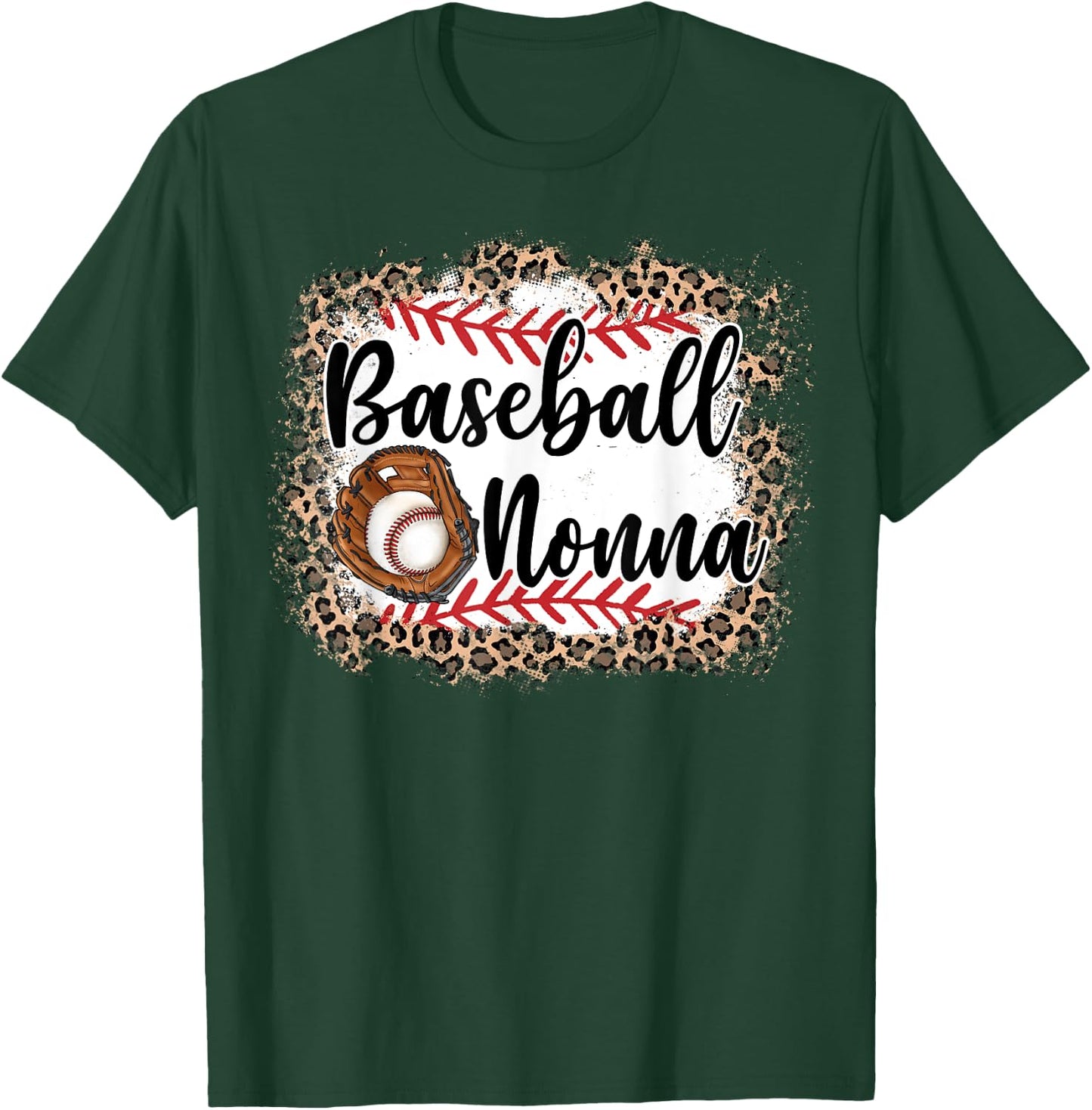 Vintage Baseball Nonna Leopard Baseball Pride T-Shirt - T-Shirt | Forest