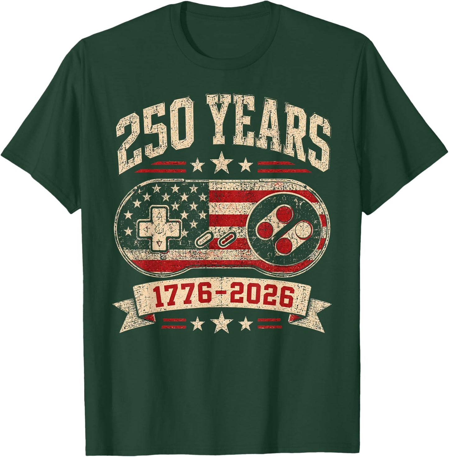 250th American Anniversary Retro Video Game 1776-2026 T-Shirt - T-Shirt | Forest