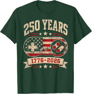 250th American Anniversary Retro Video Game 1776-2026 T-Shirt - T-Shirt | Forest