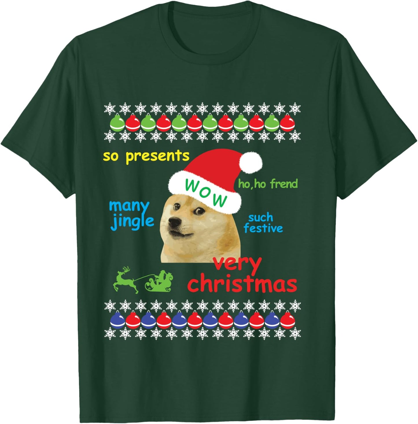Ugly Sweater Christmas Doge Meme Shirt | Santa Shiba Inu Dog T-Shirt - T-Shirt | Forest
