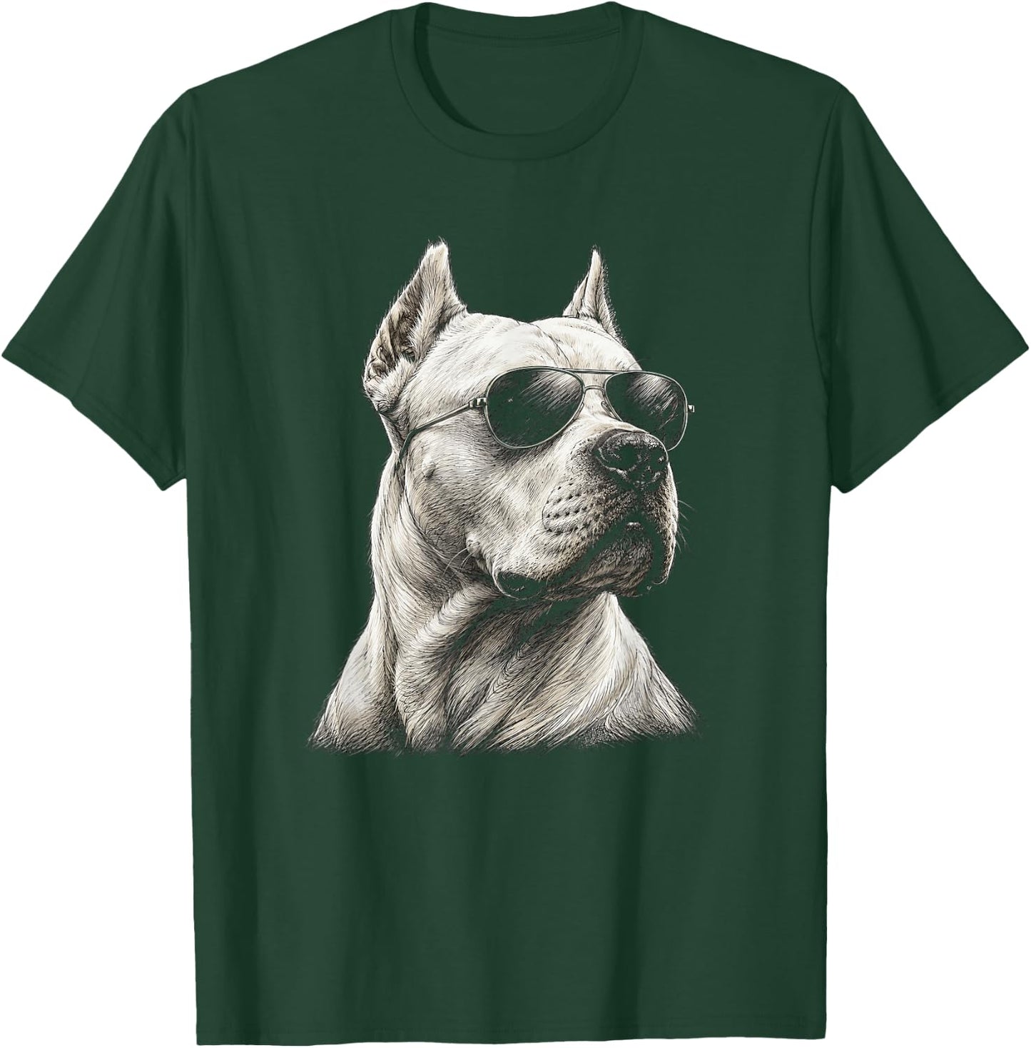 Dogo Argentino with Sunglasses Artwork Design T-Shirt - T-Shirt | Forest